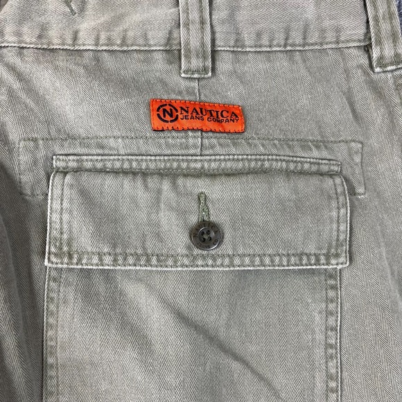 Nautica Jeans Co. Utility Pants Men's Olive Herringbone Chop Pockets - 37X29 - Picture 10 of 11